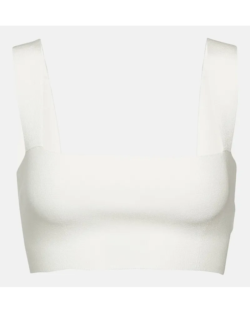 Victoria Beckham Top cropped con scollo quadrato Bianco