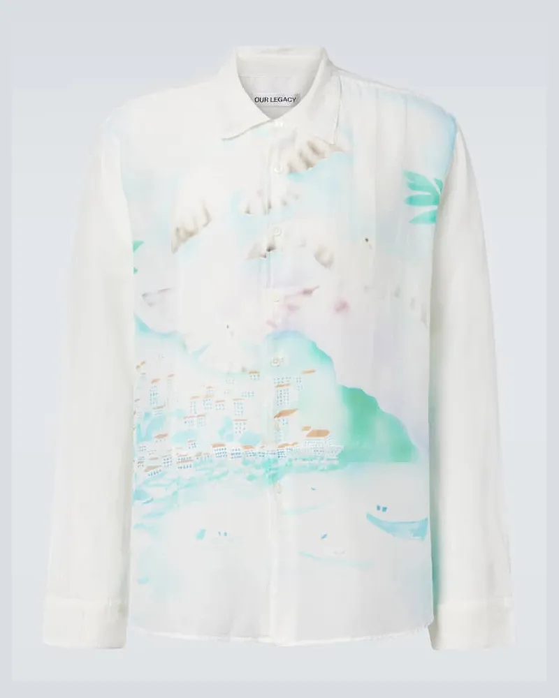 Our Legacy Camicia Adorn in cotone e seta con stampa Bianco