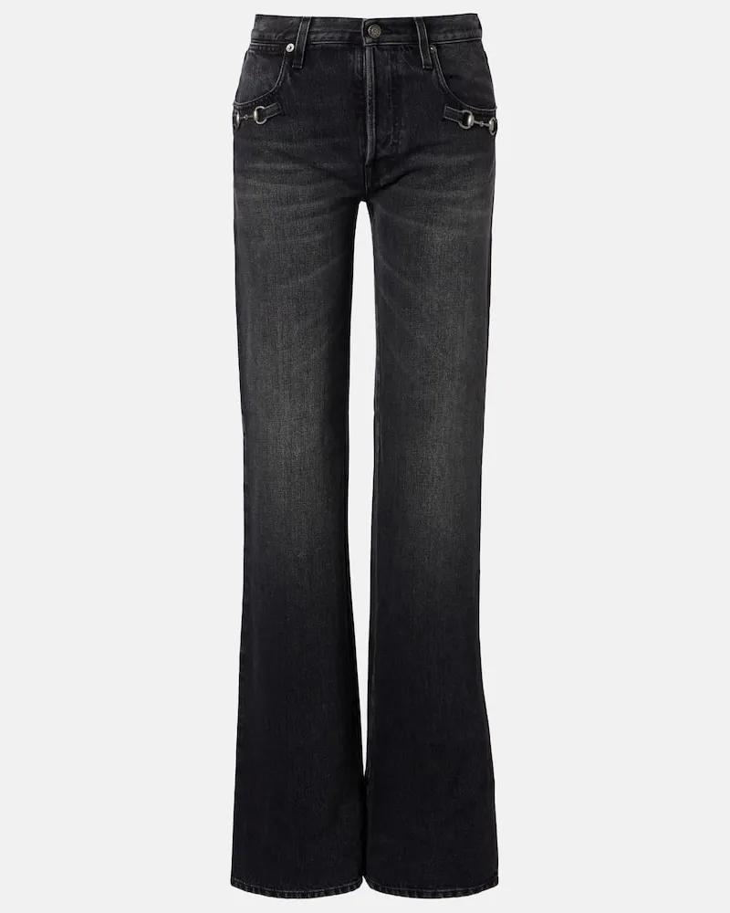 Gucci Jeans a gamba larga Horsebit Nero