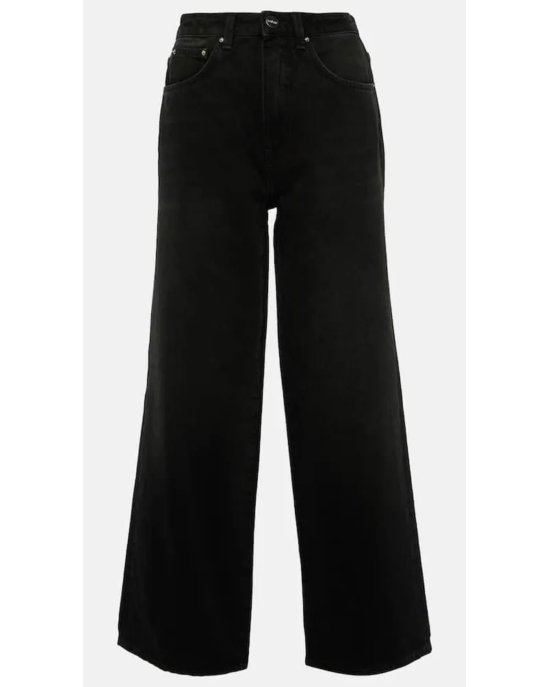 Totême Jeans a gamba larga e vita alta Nero