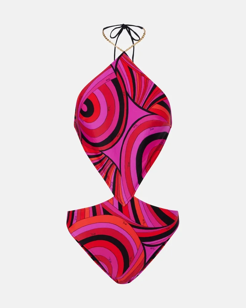 Emilio Pucci Costume intero Iride cut-out Multicolore