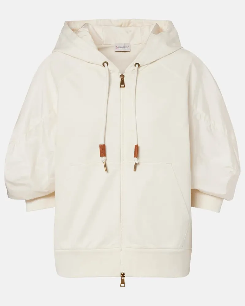 Moncler Felpa con cappuccio in jersey di cotone Bianco