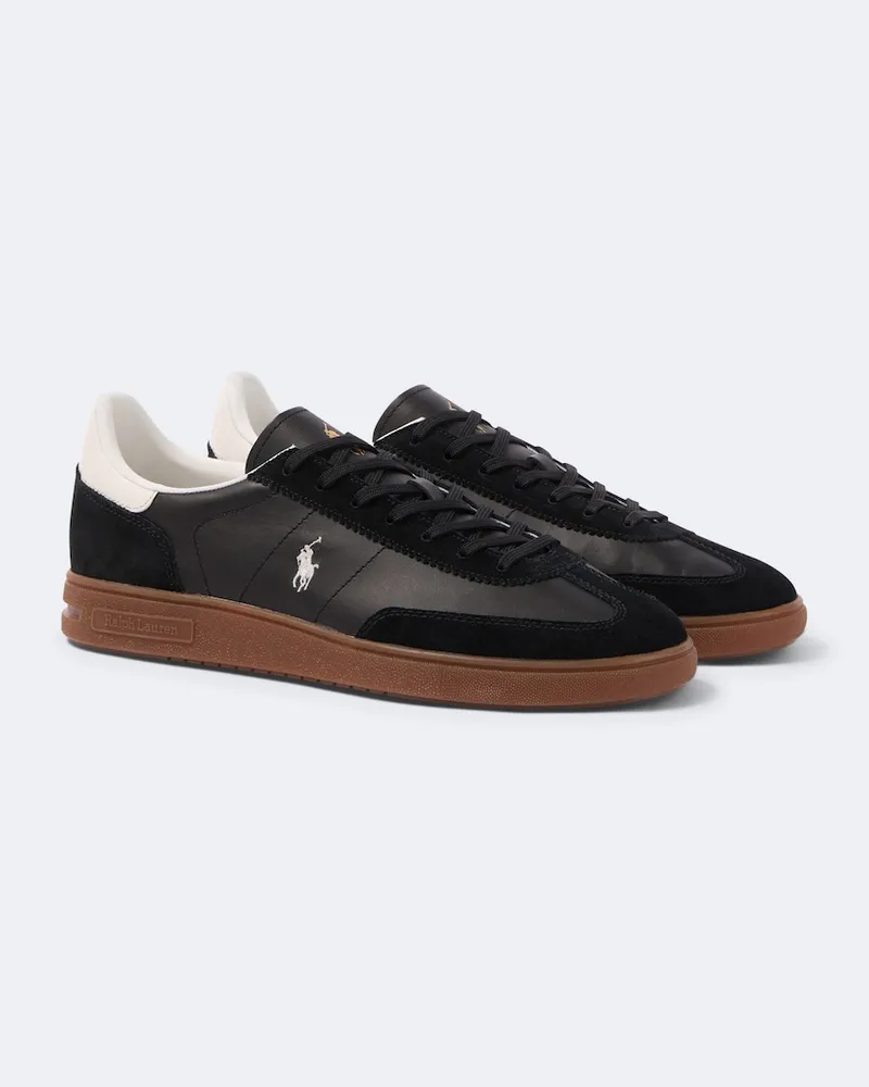 Ralph Lauren Sneakers in pelle con suede Nero