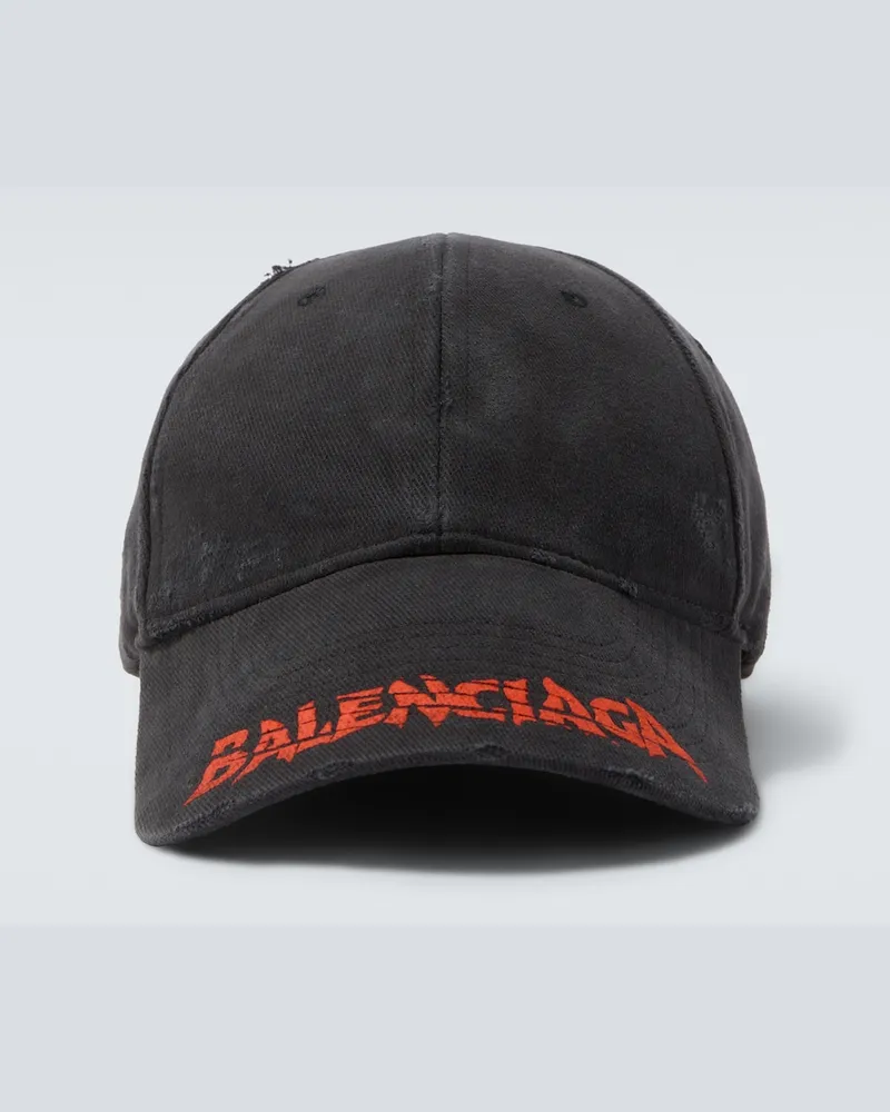 Balenciaga Cappello da baseball in cotone con logo Nero