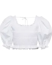 Miu Miu Top cropped in popeline di cotone Bianco