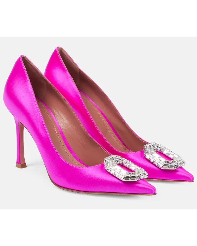 Amina Muaddi Pumps Camelia in raso Rosa