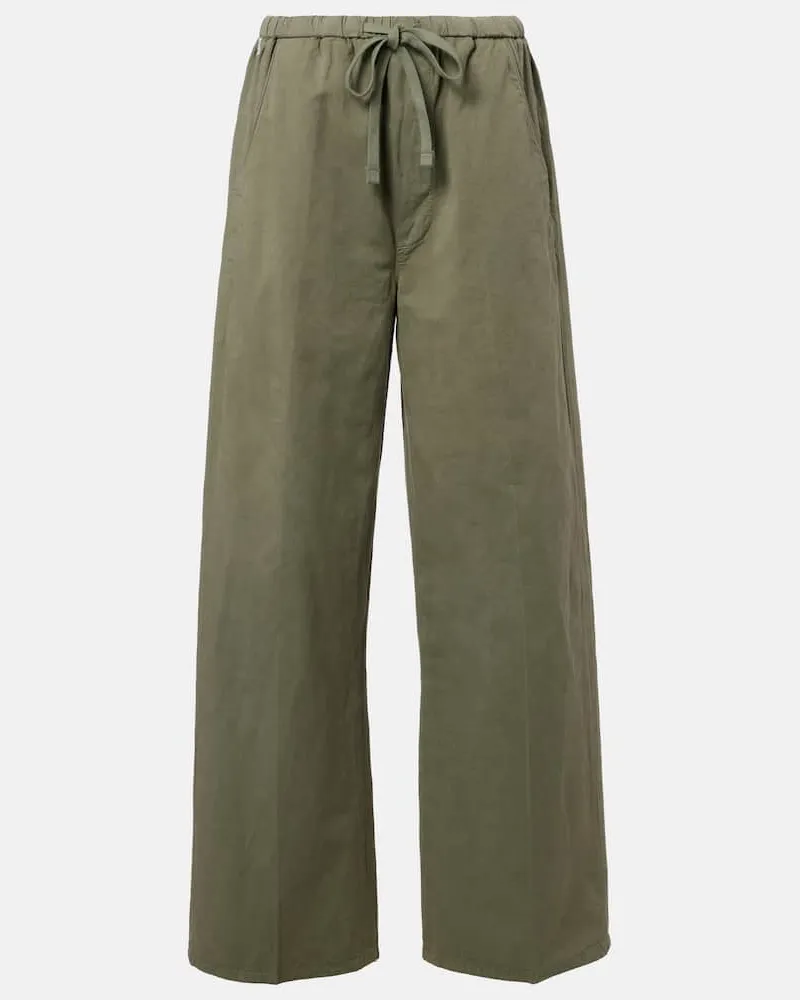 Citizens of humanity Pantaloni Aurora in cotone e lino a gamba larga Verde