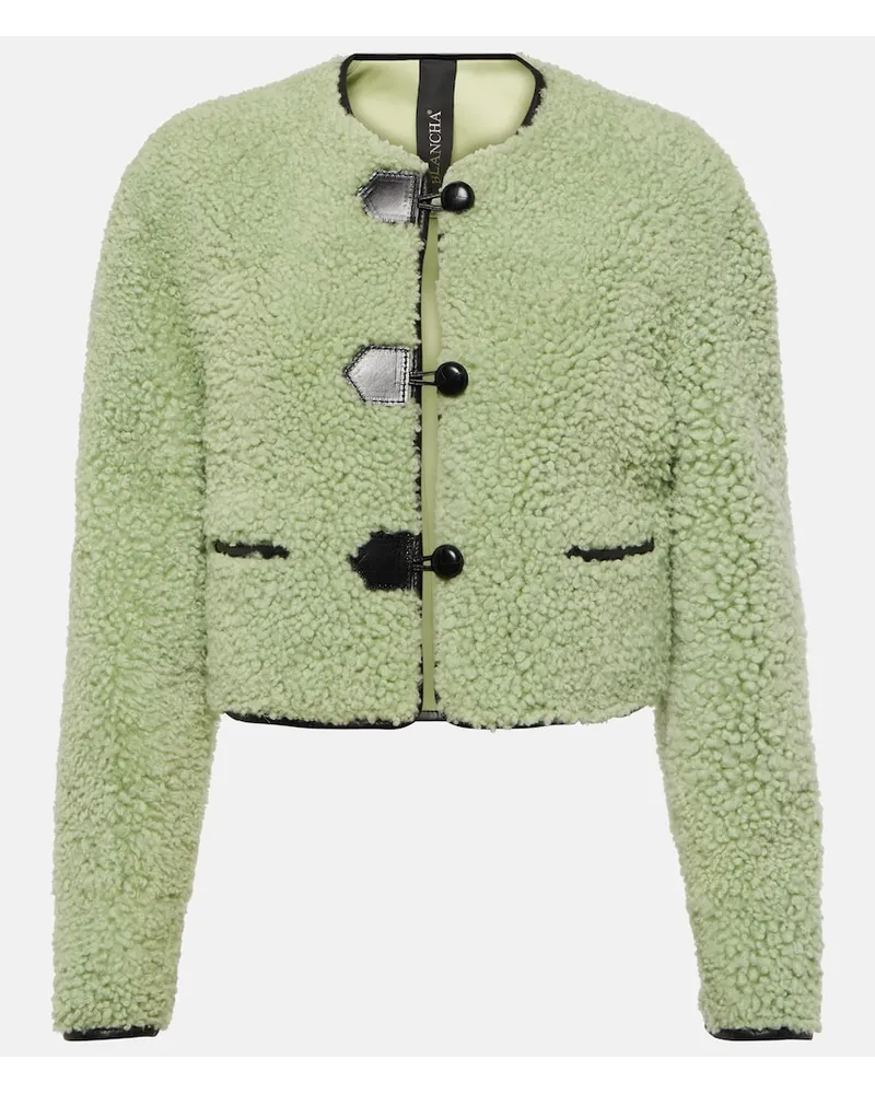 BLANCHA Giacca in shearling e pelle Verde