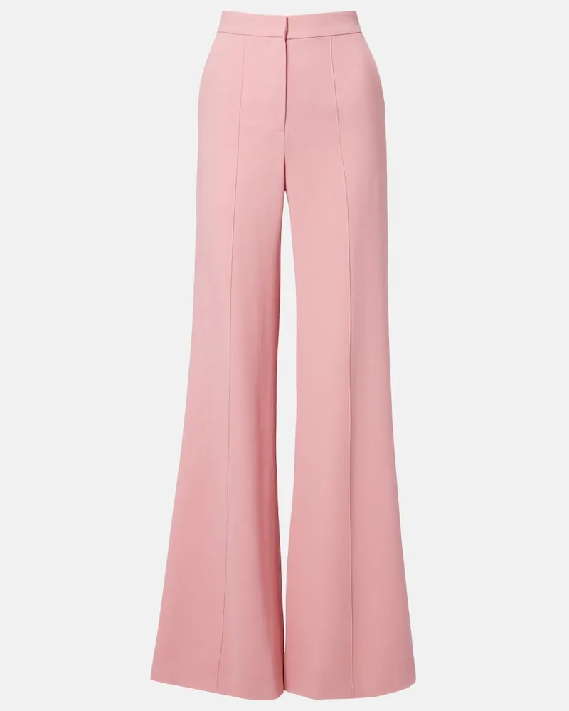 Elie Saab Pantaloni a gamba larga e vita alta in cady Rosa