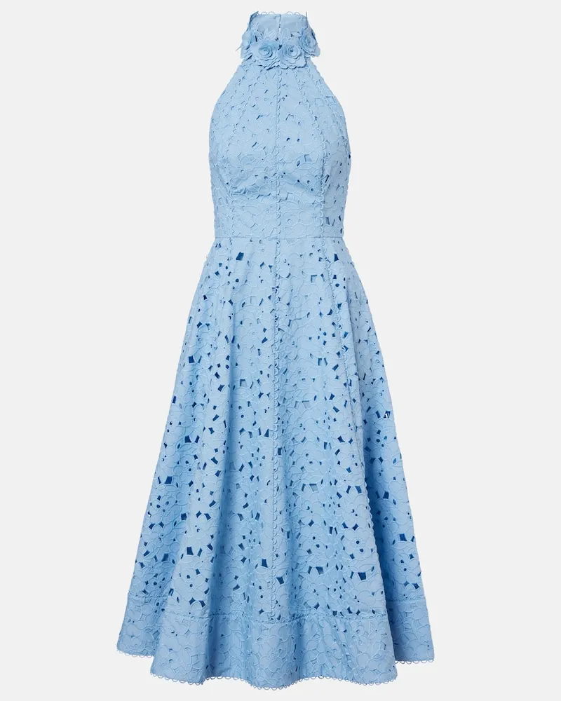 Rebecca Vallance Abito midi Nuvola in sangallo di cotone Blu
