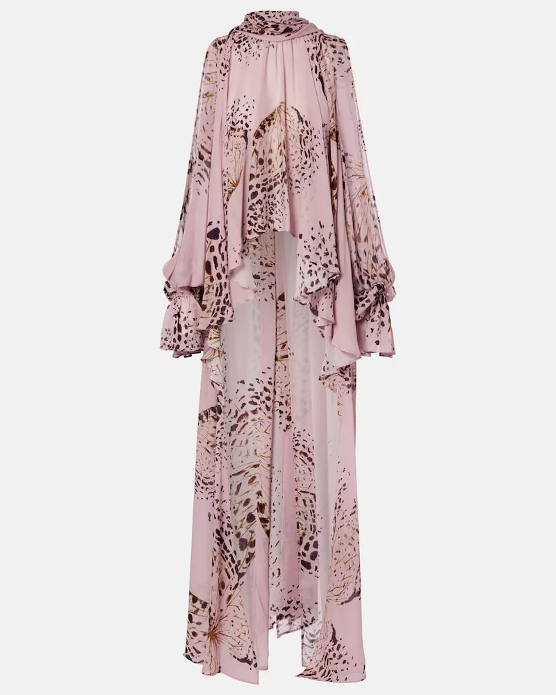 Blumarine Blusa asimmetrico in georgette con stampa Rosa