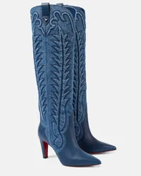 Christian Louboutin Stivali Santia Botta 85 in denim e pelle Blu