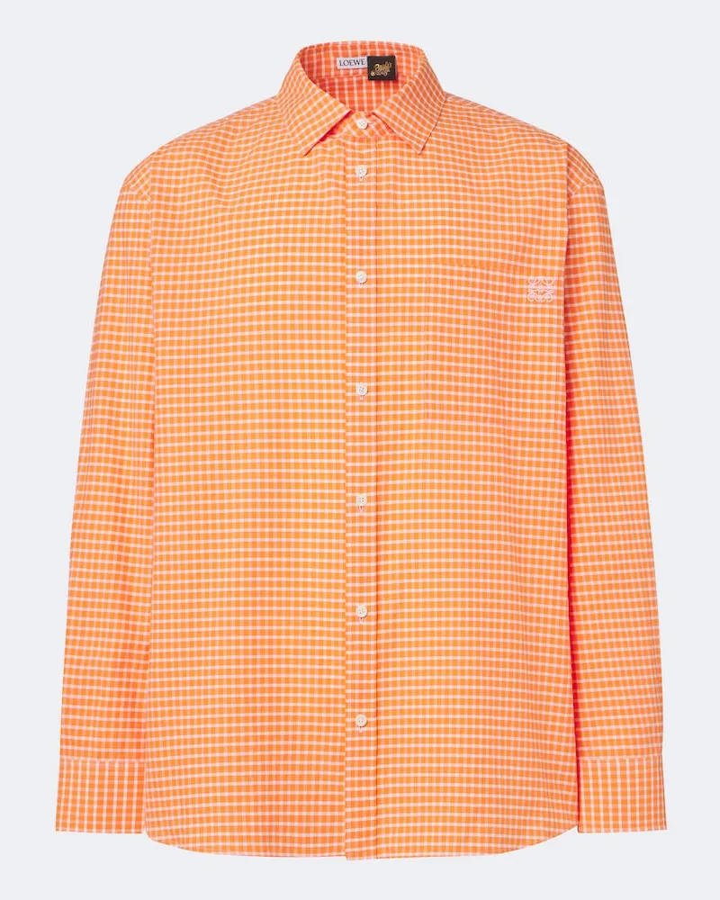 Loewe Camicia in misto cotone a quadri Arancione