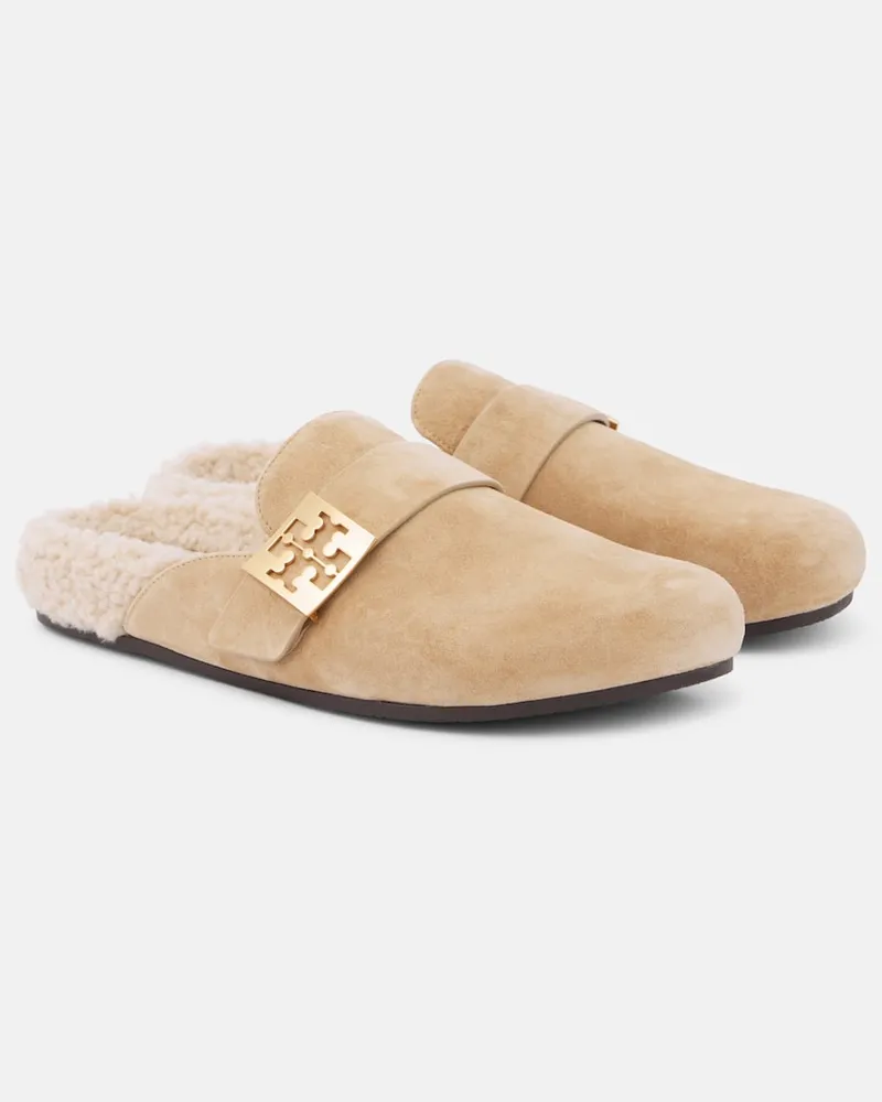 Tory Burch Mules Mellow in suede e shearling Beige