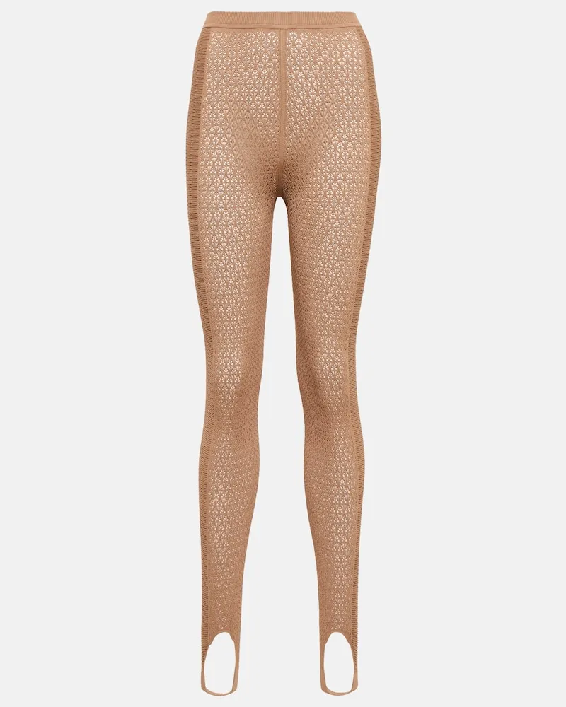 KHAITE Leggings con staffe e pizzo Bianco