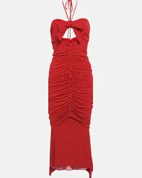 Alexandre Vauthier Abito midi a pois con cut-out Rosso