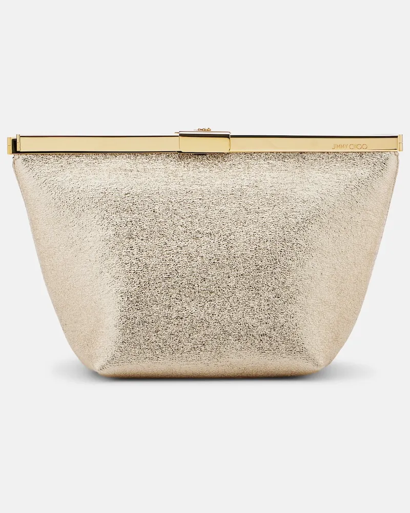 Jimmy Choo Clutch Ganache in pelle metallizzata Oro