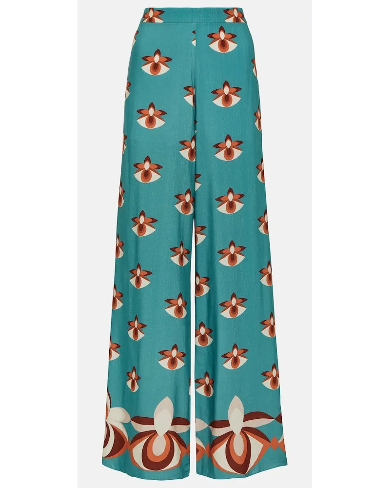 Adriana Degreas Pantaloni a gamba larga in raso Multicolore