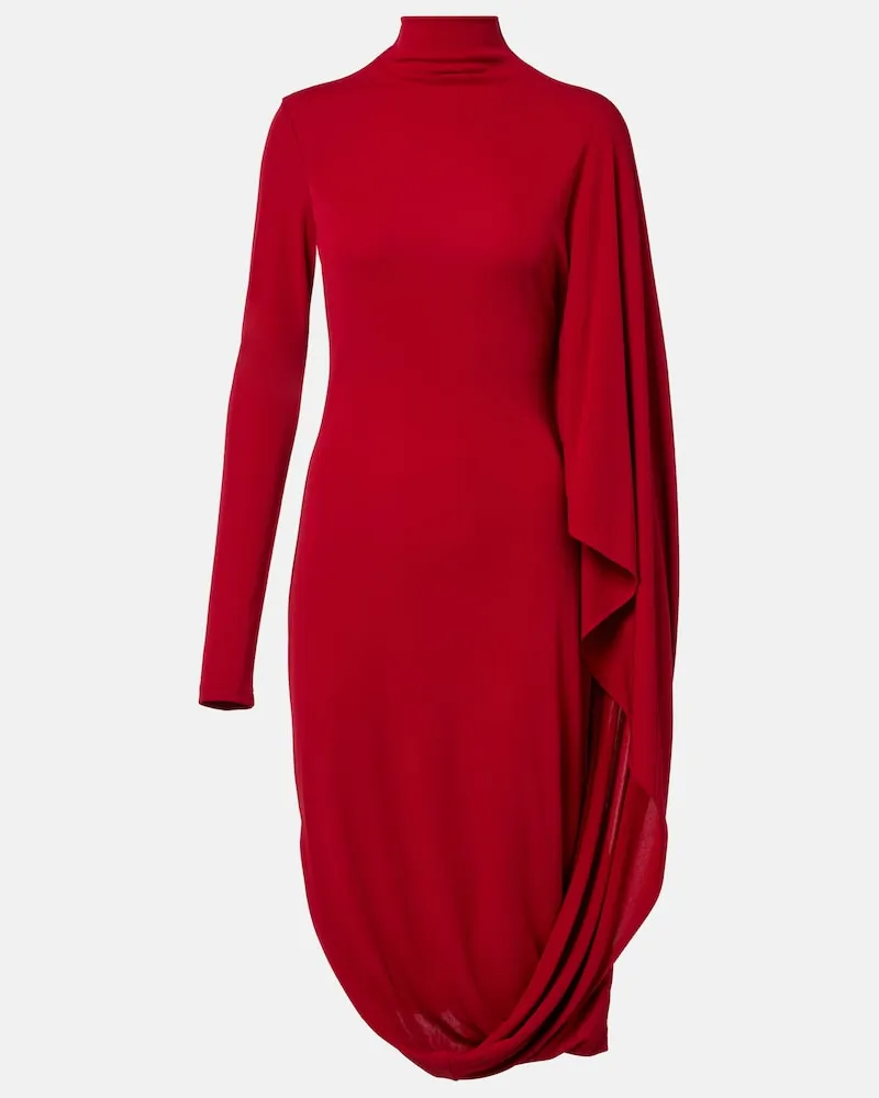 Stella McCartney Abito corto in jersey di crÃªpe con mantella Rosso