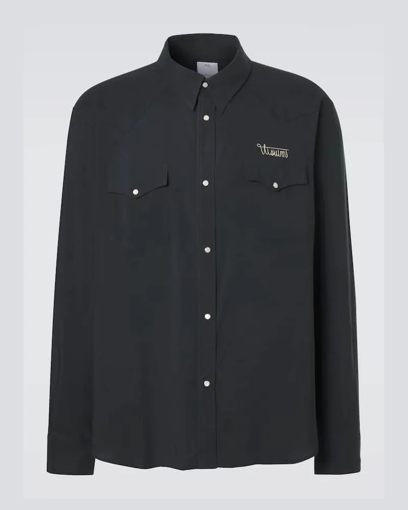 Visvim Camicia Four Corners in canvas Nero