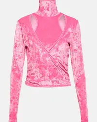 Ganni Top a portafoglio in velluto con cut-out Rosa