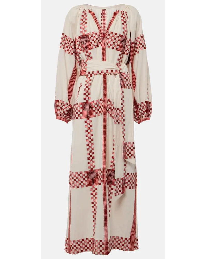 Johanna Ortiz Abito midi in cotone con stampa Rosso