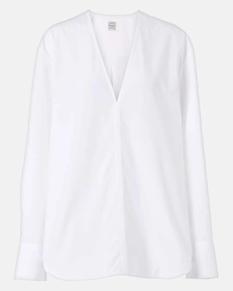 Totême Blusa in popeline di cotone Bianco