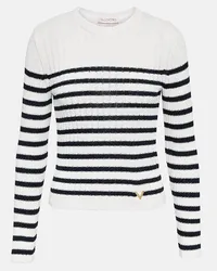 Valentino Garavani Pullover in maglia a coste a righe Bianco