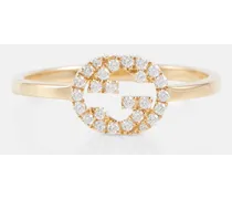 Anello Interlocking G in oro 18kt con diamanti