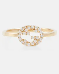 Gucci Anello Interlocking G in oro 18kt con diamanti Oro