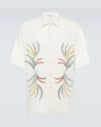 COMMAS Camicia bowling in lino e cotone Bianco