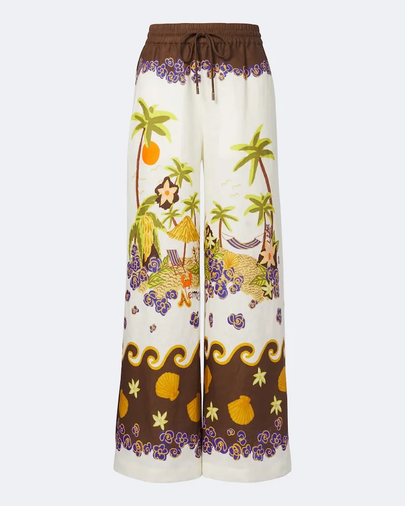 ALEMAIS Alémais Pantaloni a gamba larga Island Cove con stampa Multicolore