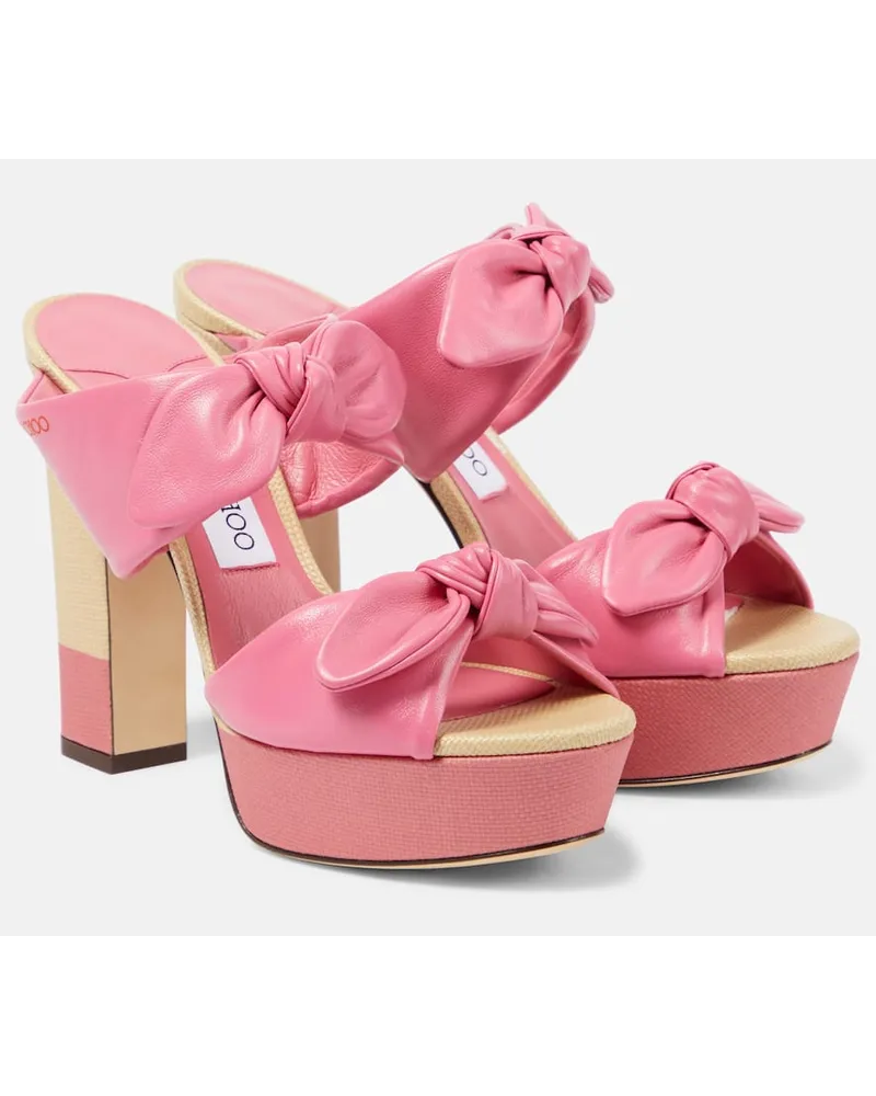 Jimmy Choo Sandali Rua 120 in pelle e rafia Rosa