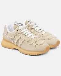 Miu Miu Sneakers in denim Beige