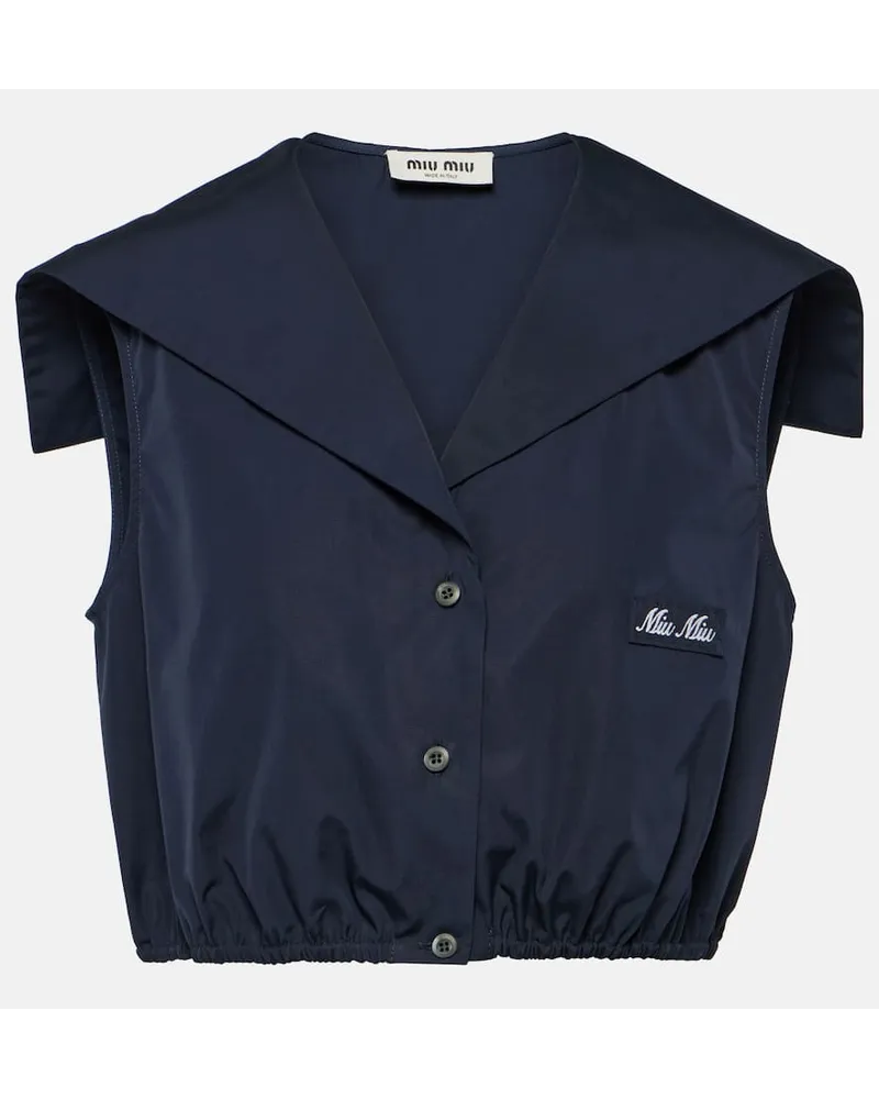 Miu Miu Camicia cropped in cotone Blu