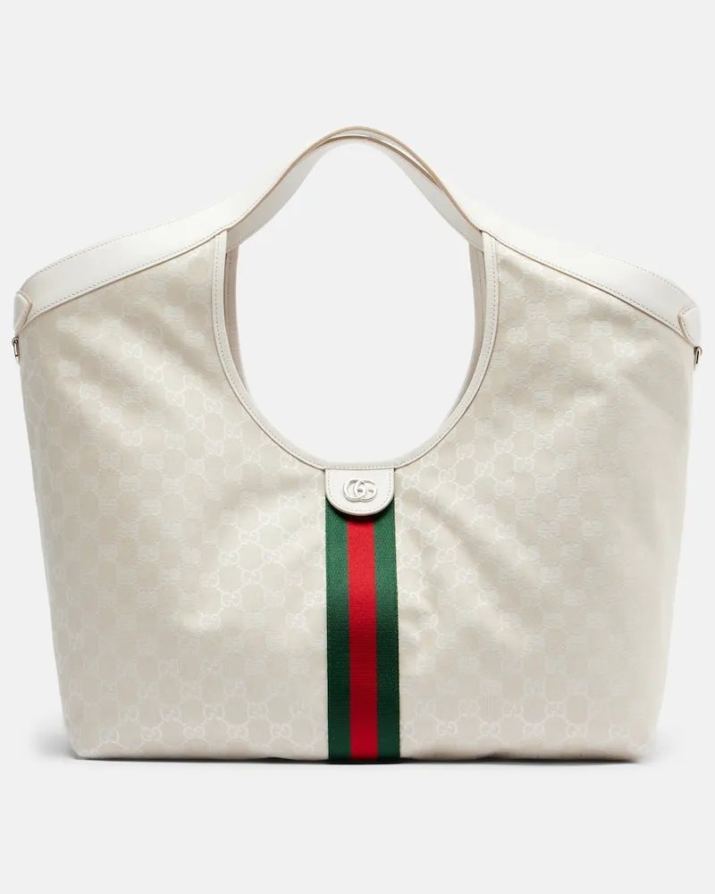 Gucci Shopper Giglio GG Large in canvas Bianco