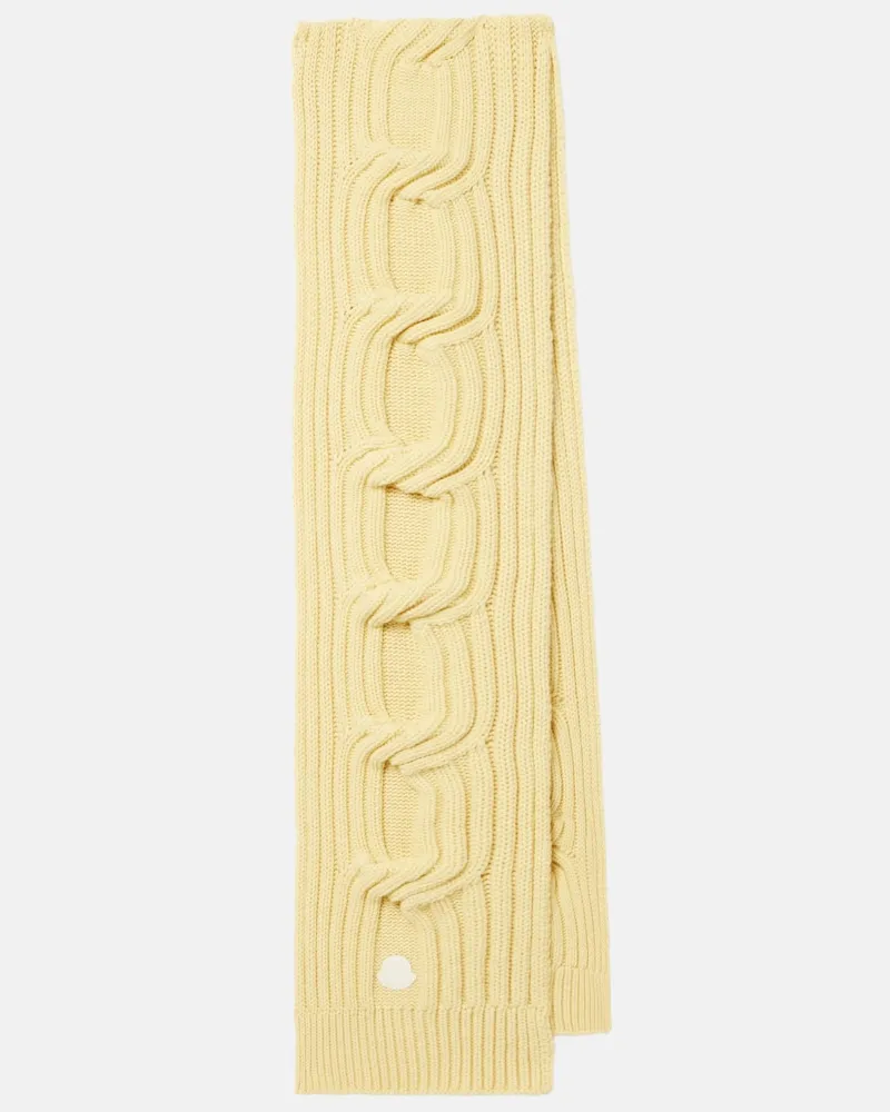 Moncler Sciarpa in lana vergine e cashmere a trecce Giallo