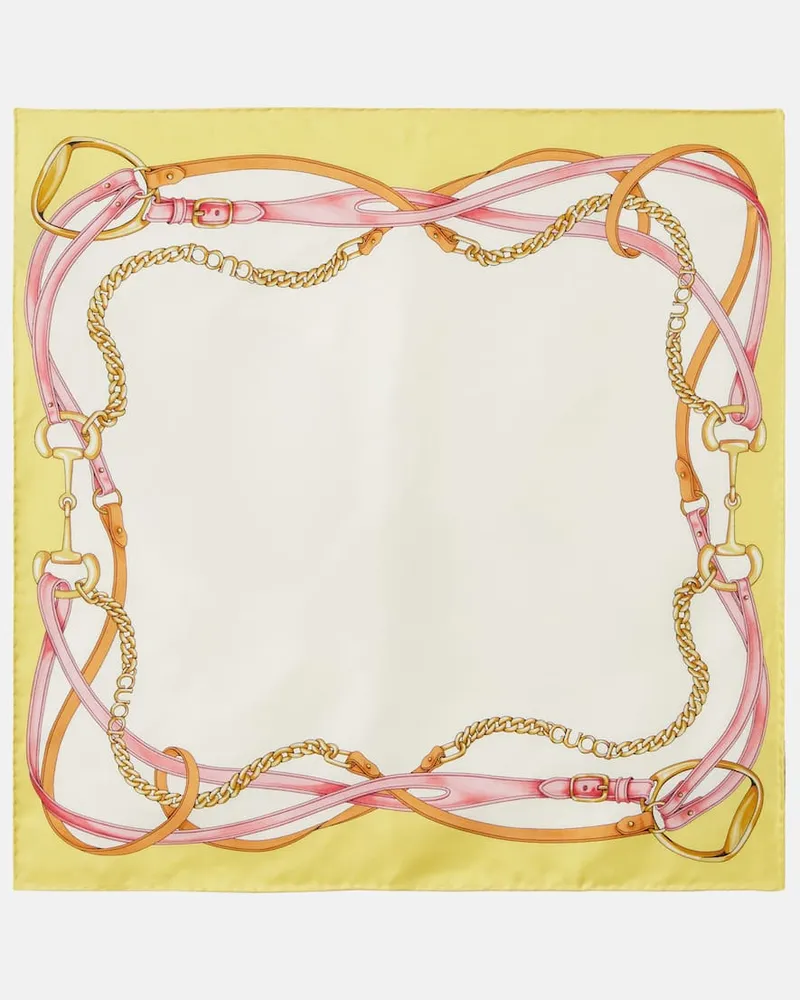 Gucci Sciarpa in twill di seta con stampa Multicolore
