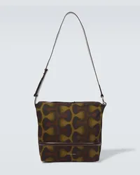 Dries van Noten Borsa a spalla Weekend in cotone con pelle Verde