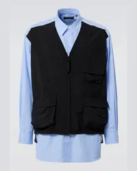 Comme des Garçons Comme des Garçons Homme Camicia in cotone a righe con nylon Bianco