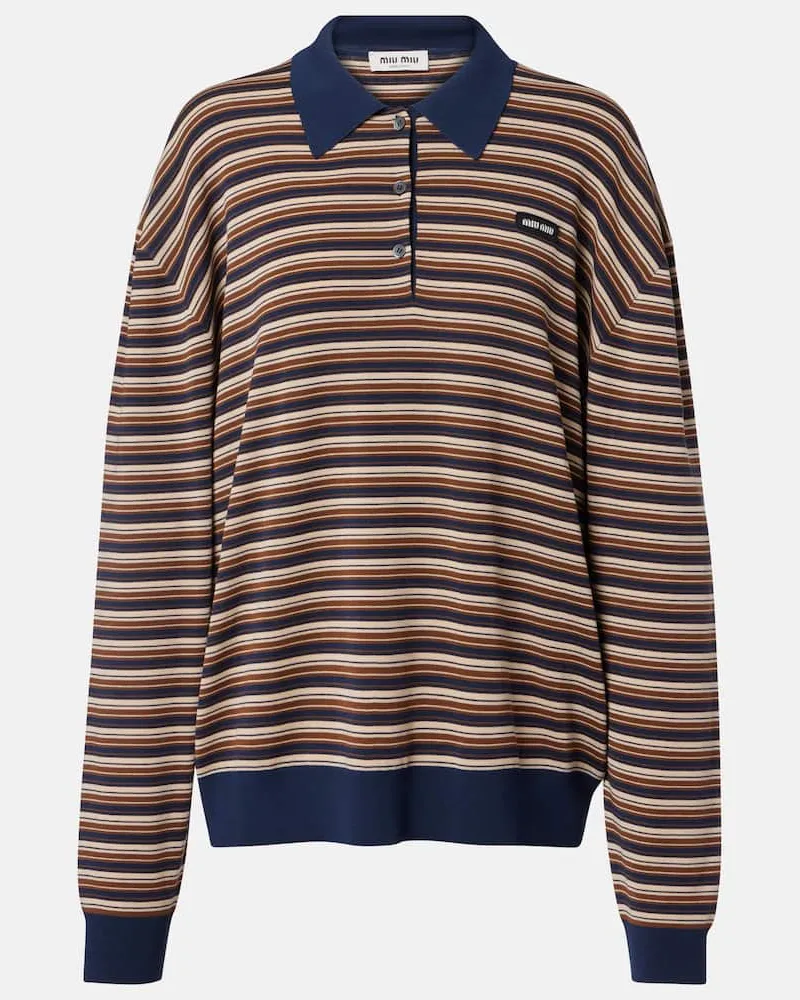 Miu Miu Polo in lana vergine a righe Multicolore
