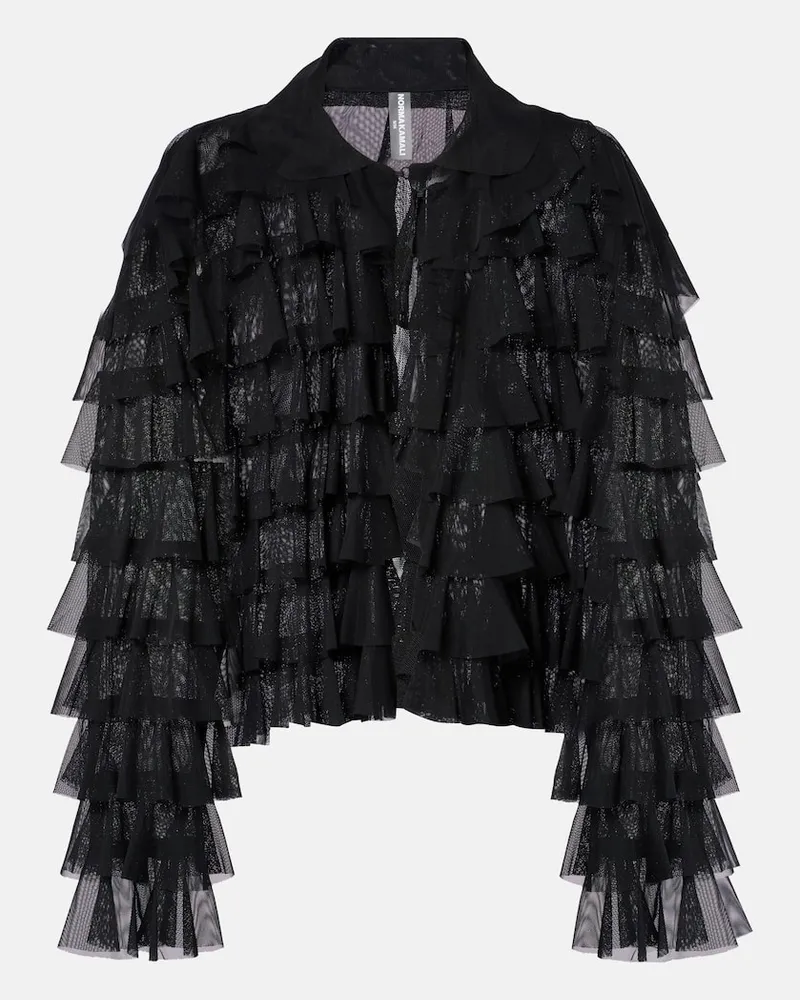 Norma Kamali Giacca oversize con balze Nero