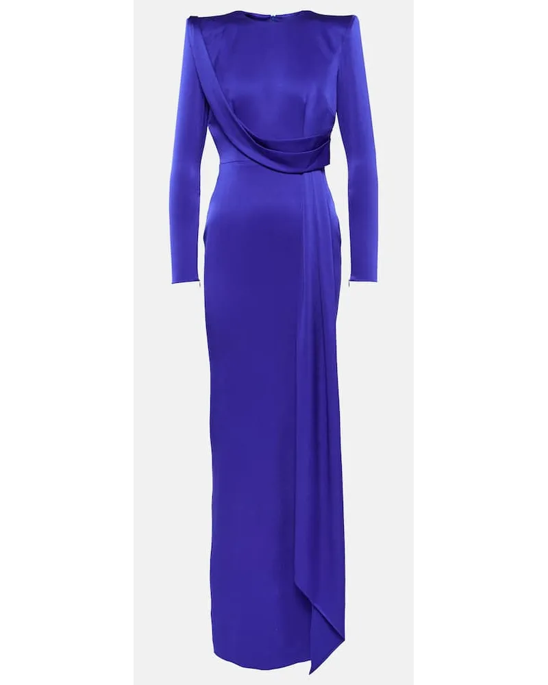 Alex Perry Abito lungo in raso drappeggiato Blu
