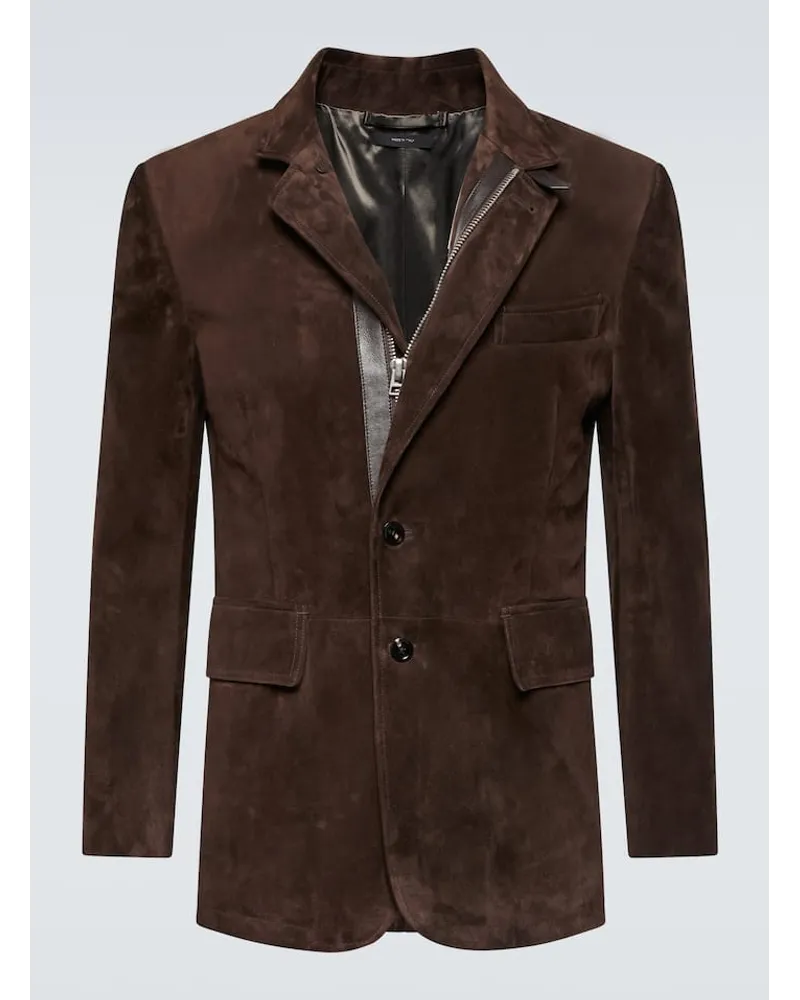 Tom Ford Blazer in suede Marrone