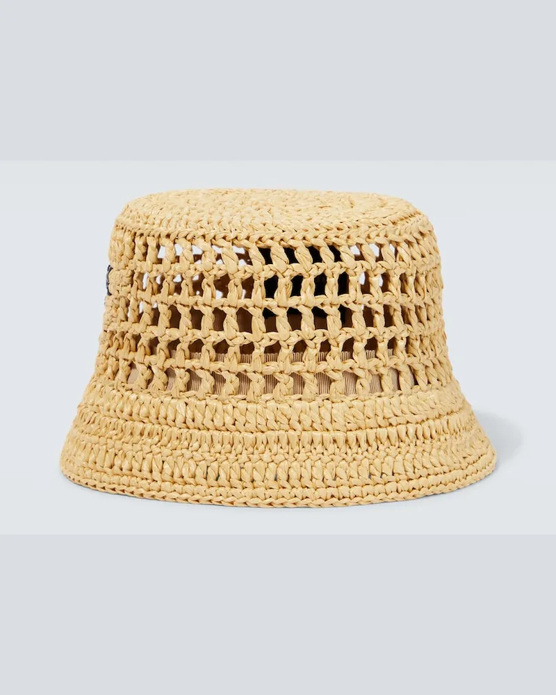 Prada Cappello da pescatore in rafia Beige