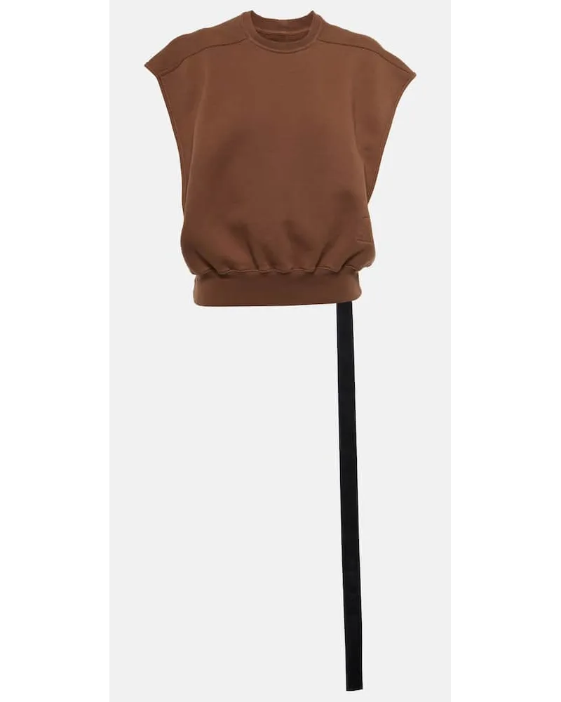 Rick Owens Top in jersey di cotone Marrone