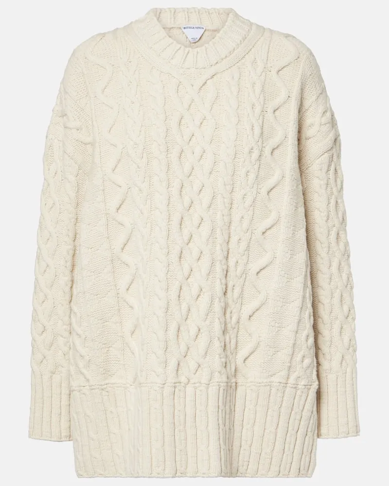Bottega Veneta Pullover Aran in misto lana a trecce Bianco