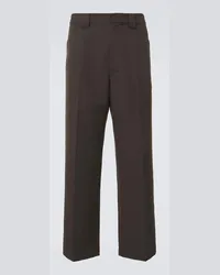 Christophe Lemaire Pantaloni regular in gabardine Marrone