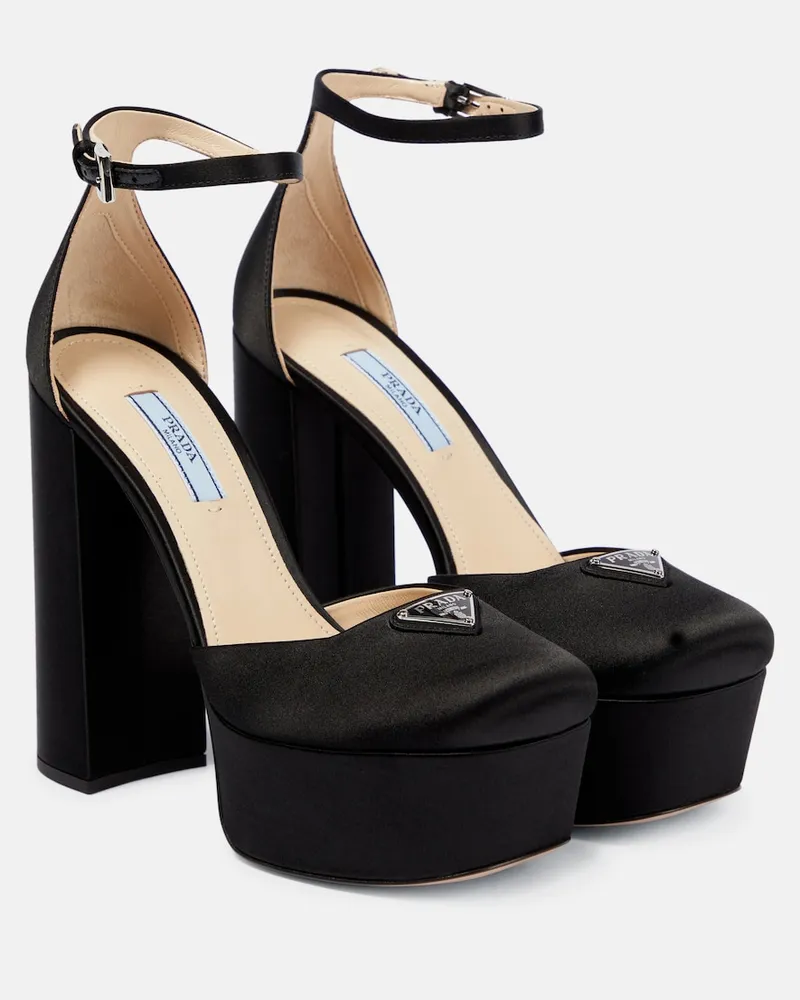 Prada Pumps con plateau in raso Nero