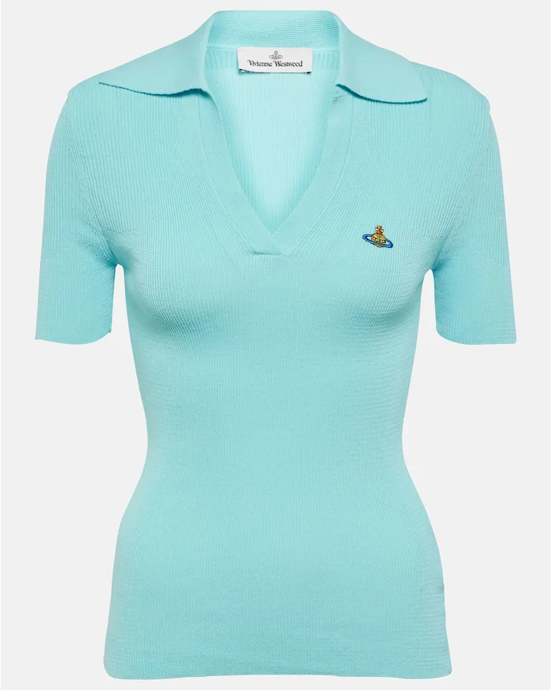 Vivienne Westwood Polo Marina in maglia a coste di cotone Blu